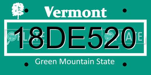 18DE520 Vermont License Plate
