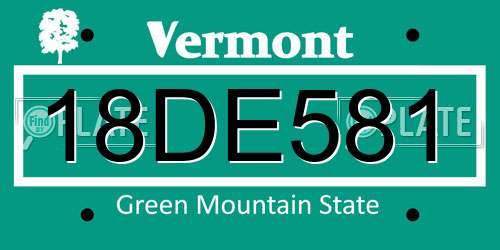 18DE581 Vermont License Plate