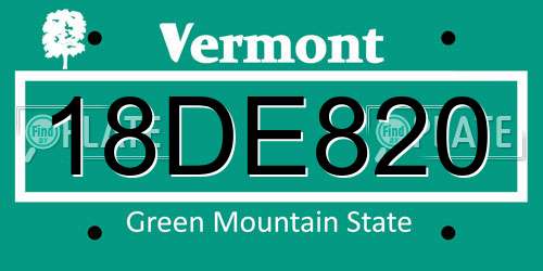 18DE820 Vermont License Plate