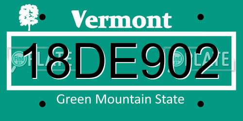 18DE902 Vermont License Plate