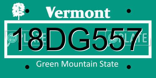 18DG557 Vermont License Plate