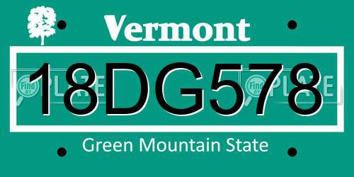 18DG578 Vermont License Plate