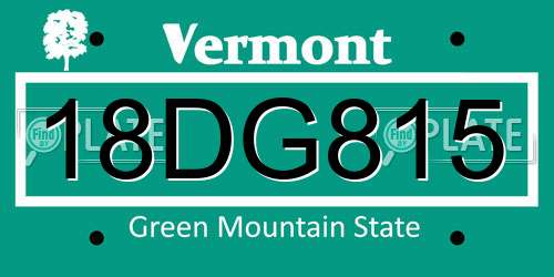 18DG815 Vermont License Plate