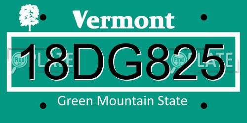 18DG825 Vermont License Plate