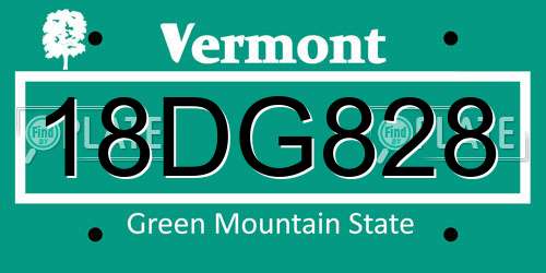 18DG828 Vermont License Plate