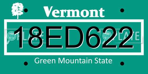 18ED622 Vermont License Plate