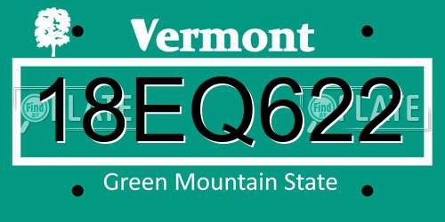 18EQ622 Vermont License Plate