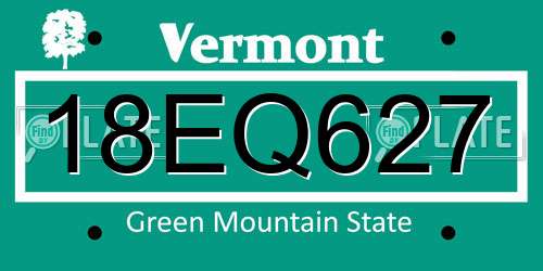 18EQ627 Vermont License Plate