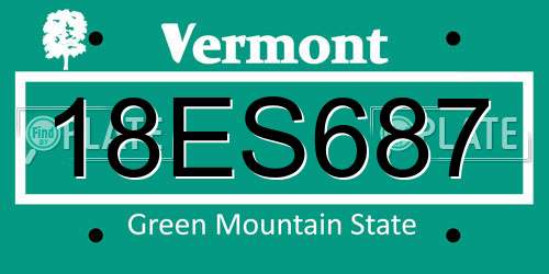 18ES687 Vermont License Plate