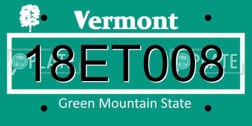 18ET008 Vermont License Plate