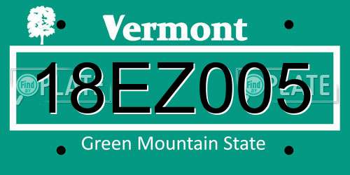 18EZ005 Vermont License Plate