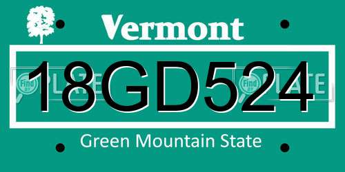 18GD524 Vermont License Plate