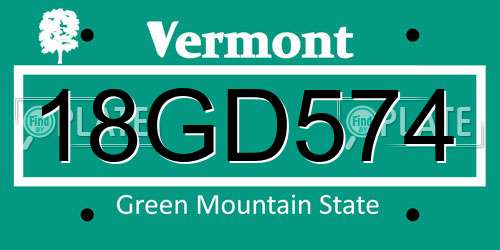 18GD574 Vermont License Plate