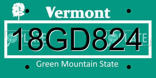18GD824 Vermont License Plate