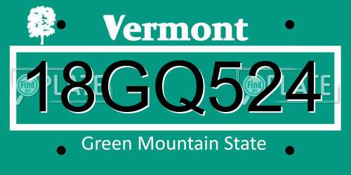 18GQ524 Vermont License Plate