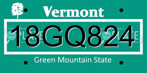 18GQ824 Vermont License Plate