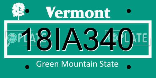 18IA340 Vermont License Plate