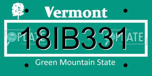 18IB331 Vermont License Plate