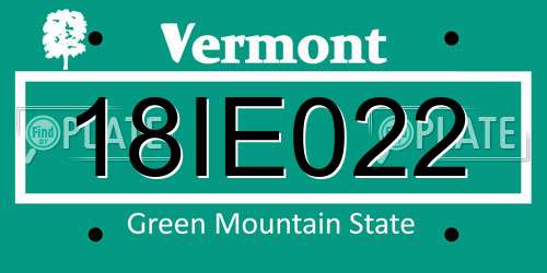 18IE022 Vermont License Plate