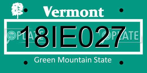 18IE027 Vermont License Plate