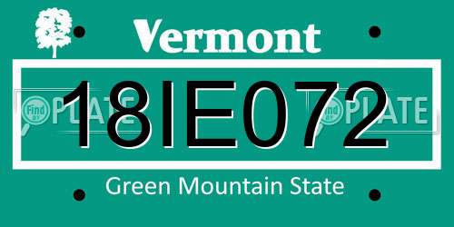 18IE072 Vermont License Plate