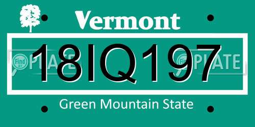 18IQ197 Vermont License Plate