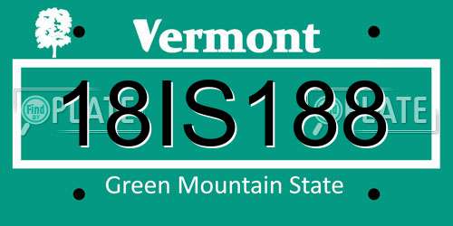 18IS188 Vermont License Plate