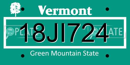 18JI724 Vermont License Plate