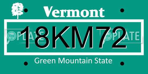 18KM72 Vermont License Plate