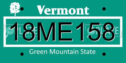 18ME158 Vermont License Plate