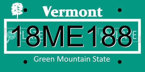 18ME188 Vermont License Plate