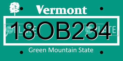18OB234 Vermont License Plate