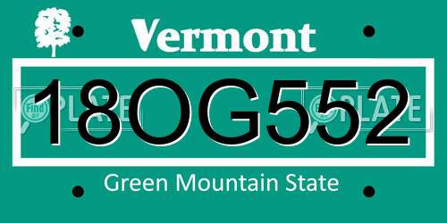 18OG552 Vermont License Plate