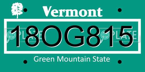 18OG815 Vermont License Plate