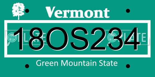 18OS234 Vermont License Plate