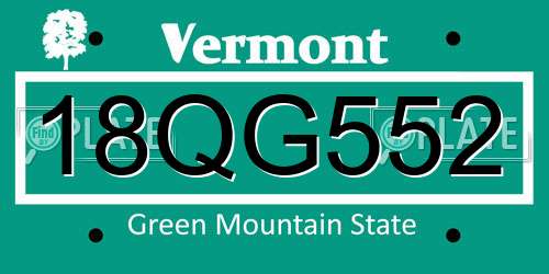 18QG552 Vermont License Plate