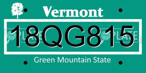 18QG815 Vermont License Plate