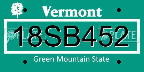 18SB452 Vermont License Plate