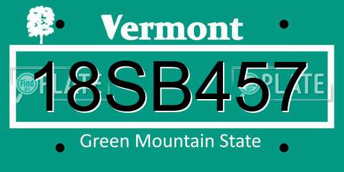 18SB457 Vermont License Plate