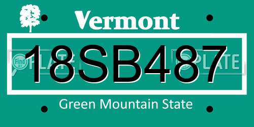 18SB487 Vermont License Plate