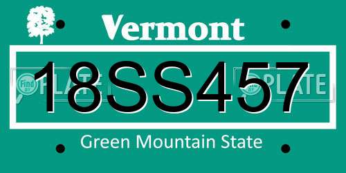 18SS457 Vermont License Plate