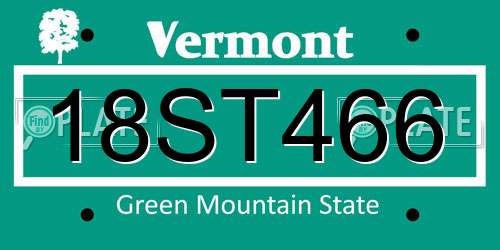 18ST466 Vermont License Plate