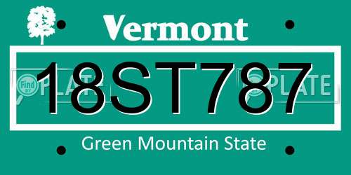 18ST787 Vermont License Plate