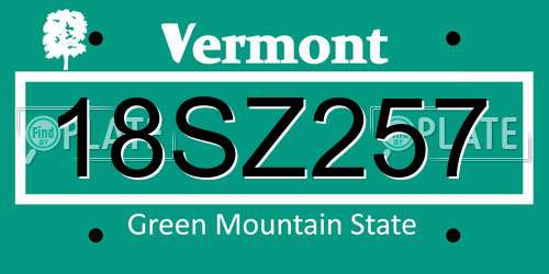 18SZ257 Vermont License Plate