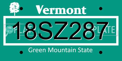 18SZ287 Vermont License Plate