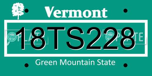 18TS228 Vermont License Plate