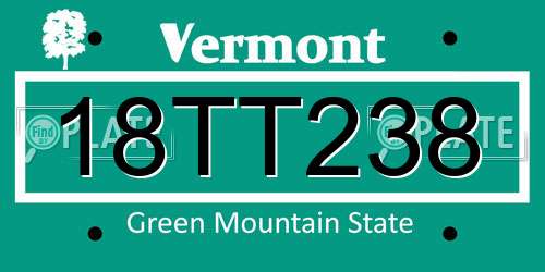18TT238 Vermont License Plate