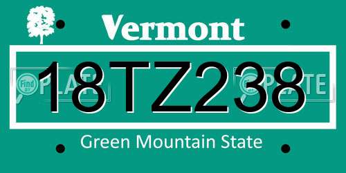 18TZ238 Vermont License Plate