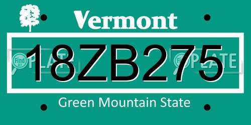 18ZB275 Vermont License Plate