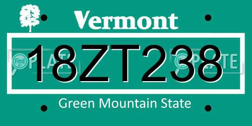 18ZT238 Vermont License Plate